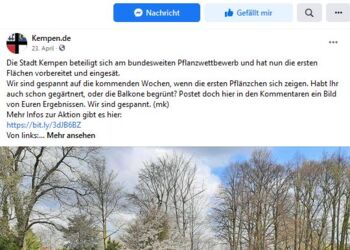 Post zum Pflanzwettbewerb 2021 auf Facebook, Kempen am Niederrhein