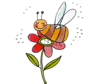 Illustration: Biene auf Blüte
